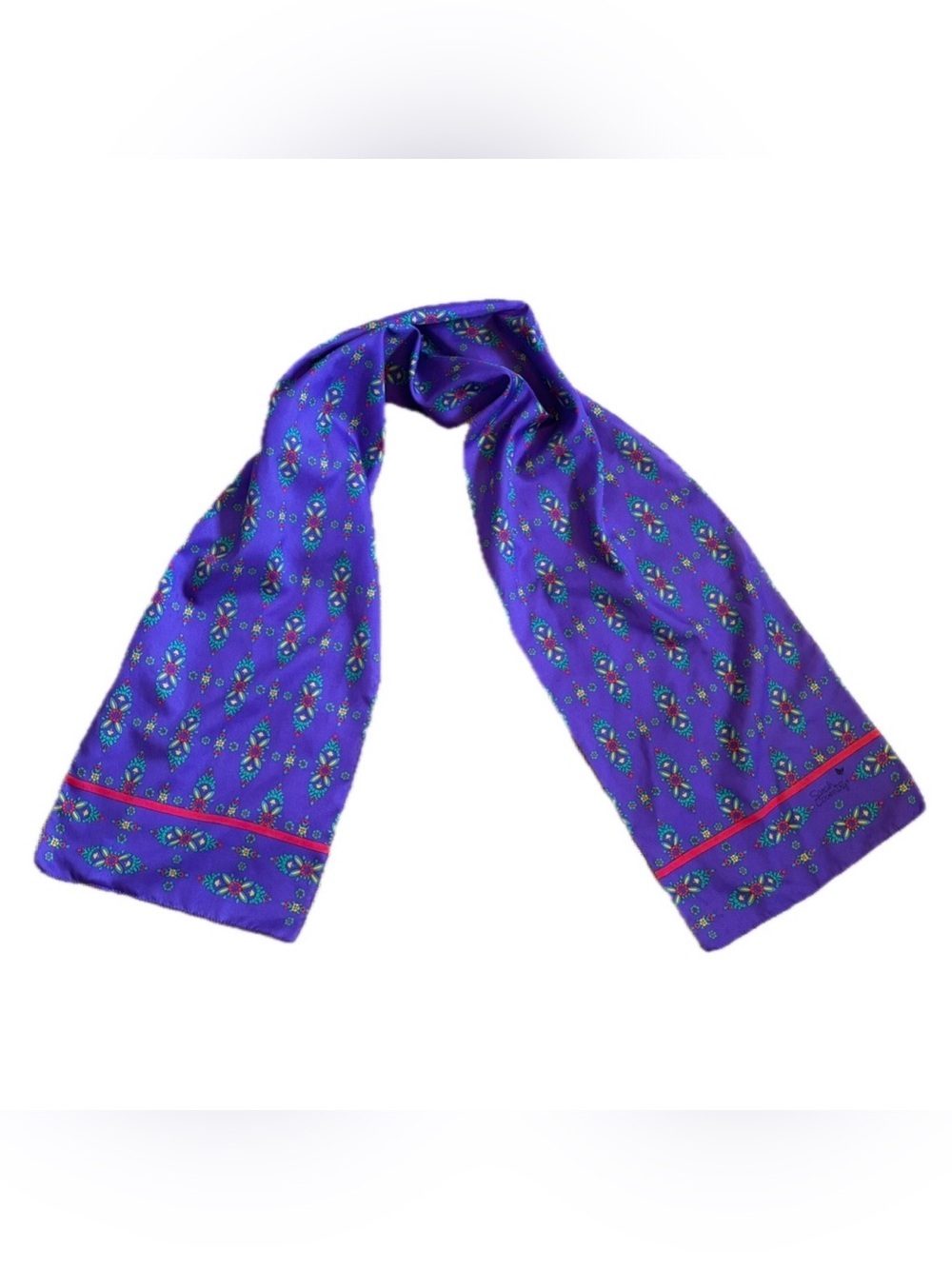 Vintage Sarah Coventry Purple Floral Fashion Scarf GoGo Mod Bold Boho Italy Made